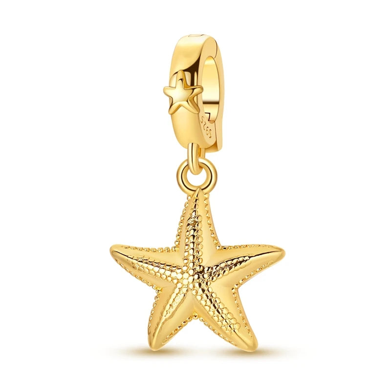 925 Sterling Silver Gold-Tone Charm Beads — Crosses, Bows & Mixed Designs