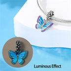 925 Silver-Plated Butterfly Charm Beads, Multicolour