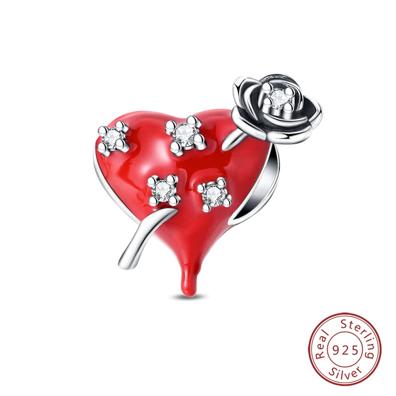 925 Sterling Silver Red Wine & Chili Charm Beads