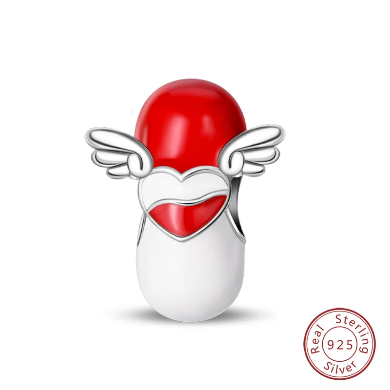 925 Sterling Silver Red Wine & Chili Charm Beads