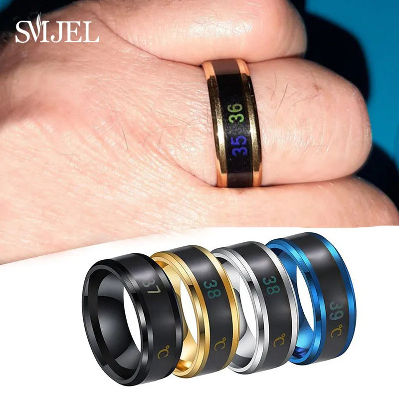 stainless steel body temperature display ring - view 2