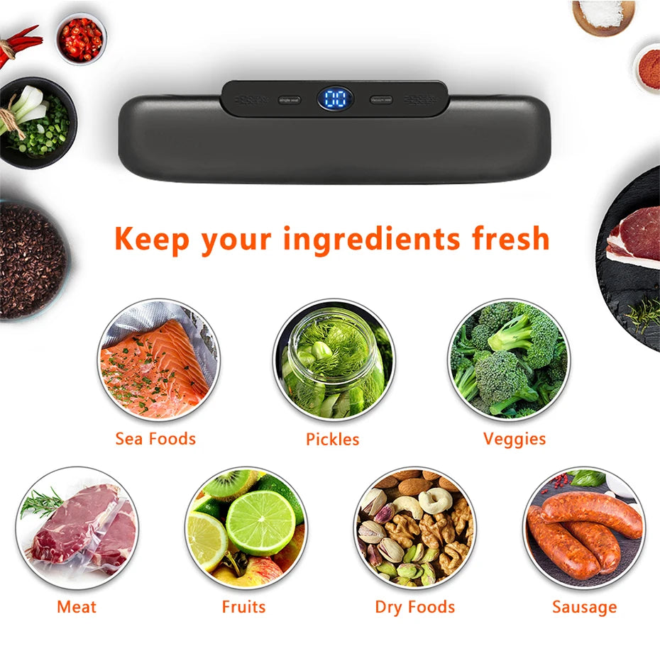Prime Deal Zone SaengQ vacuum sealer packaging machine with vacuum bags for food preservation and sealing.