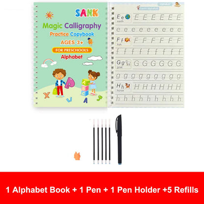 Prime Deal Zone Sank Magic Practice Copybook for kids, reusable calligraphy writing book with pen, suitable for preschoolers.