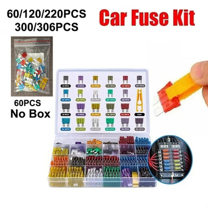 Prime Deal Zone fuse boxes with 60 or 120PCS, featuring different fuse specifications and packaging options, shown in the image.