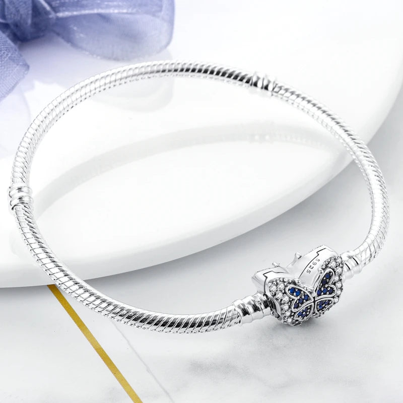 925 Sterling Silver Charm Bracelet — Pavé Zirconia, 17–20cm