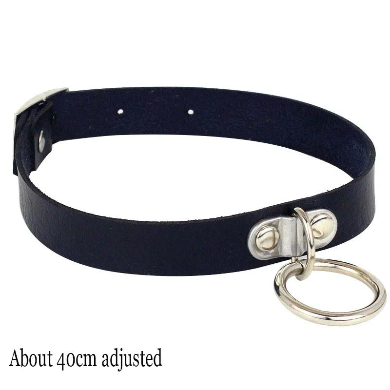 Black PU Leather Punk Choker Collar Necklace — Rivet Detail, Gothic Style