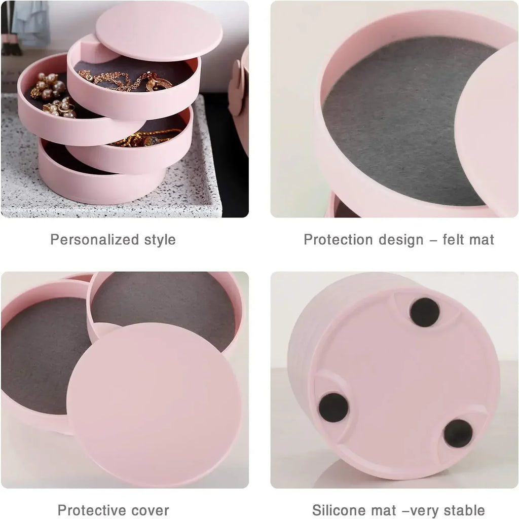 Rotating jewellery box with mirror detail