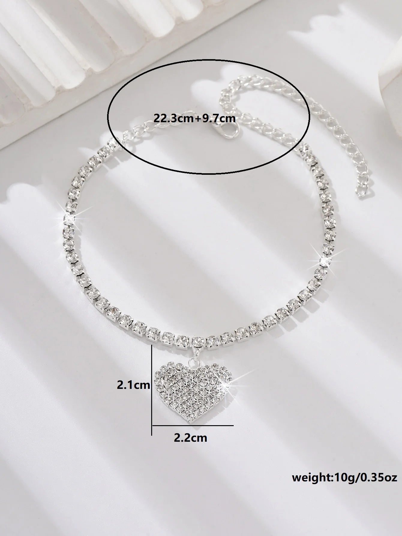 Women's copper inlaid water diamond love foot chain bracelet, elegant jewelry accessory for wedding or party occasions.