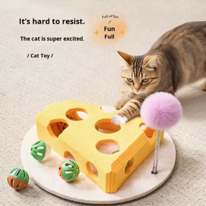 Interactive cat puzzle maze toy by Prime Deal Zone featuring felt box, bell ball, and holes for kittens to play and explore.