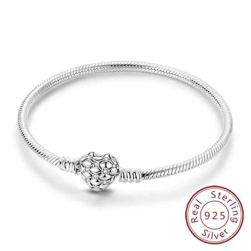 925 Sterling Silver Charm Bracelet — Pavé Zirconia, 17–20cm