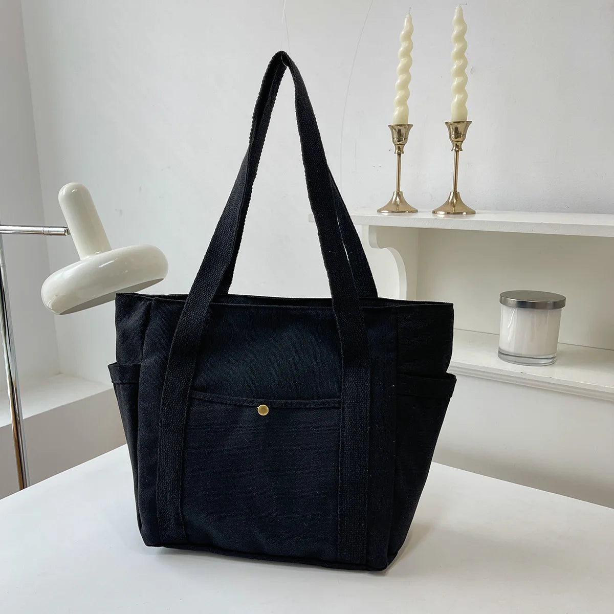Prime Deal Zone HOMEFISH large-capacity canvas shoulder bag, versatile cloth bag for students' class and daily use, shown in image.