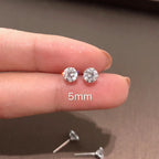 Sterling silver CZ stud earrings, round cubic zirconia - view 7