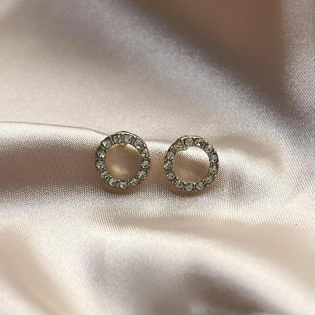 gold-tone round stud earrings, simple and elegant - view 3