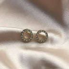 gold-tone round stud earrings, simple and elegant - view 3