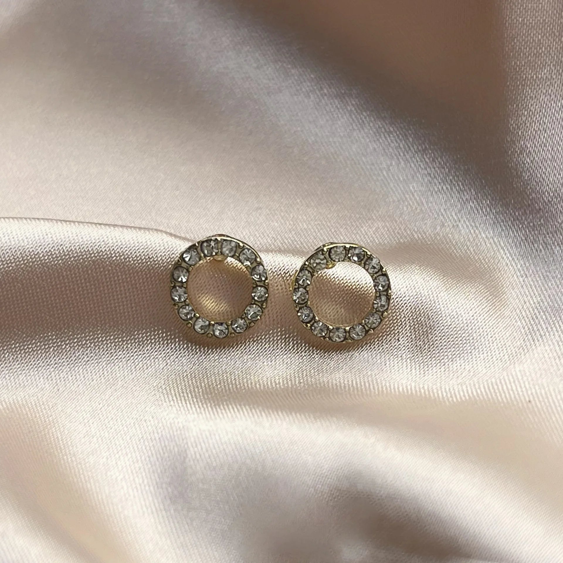 gold-tone round stud earrings, simple and elegant - view 3