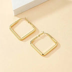 Gold square hoop earrings for women with exaggerated geometric irregular circle design, jewelry by Prime Deal Zone