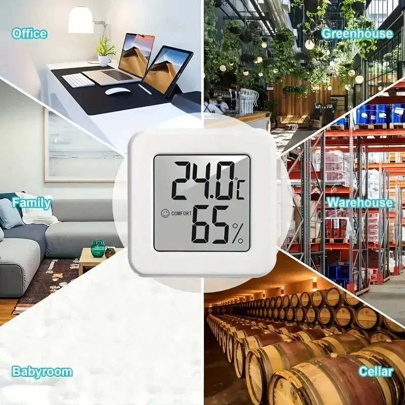 Indoor mini temperature and humidity meter by Prime Deal Zone showing digital display of room temperature and humidity levels.