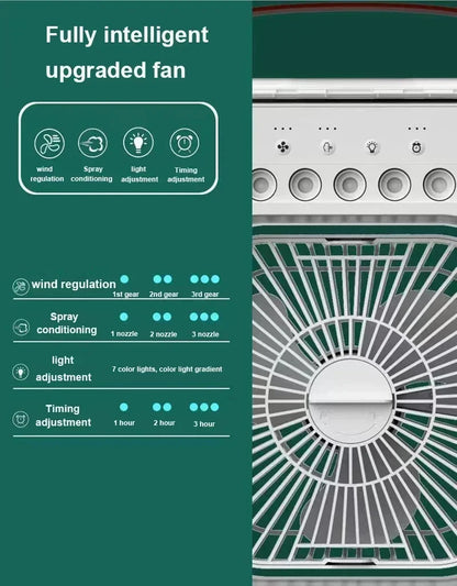 Portable Prime Deal Zone 3-in-1 air cooler with LED night light, humidifier, and adjustable fan for home and office use.