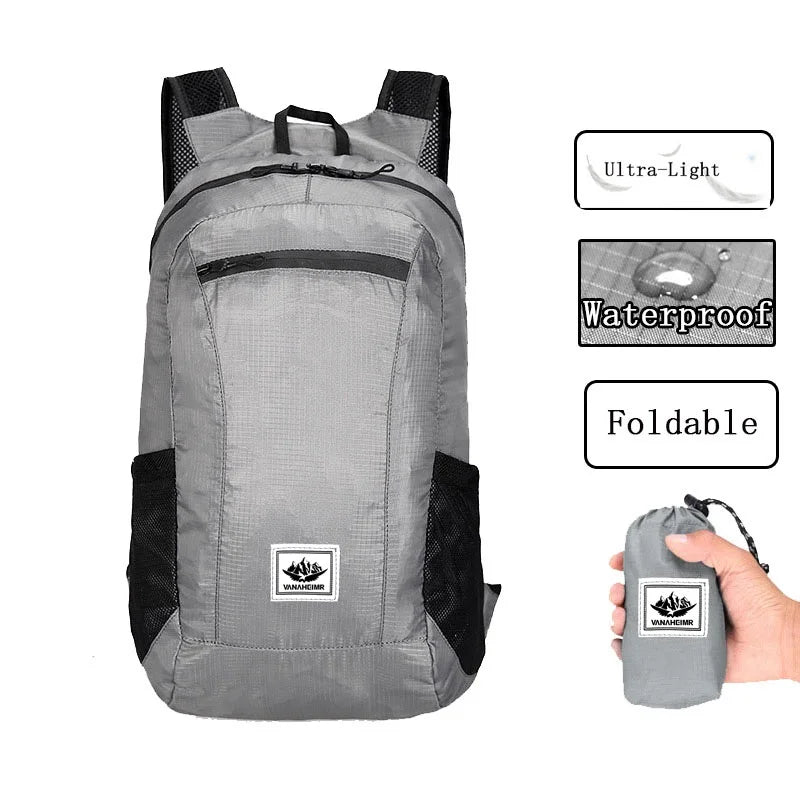 Prime Deal Zone ultra light outdoor hiking and cycling backpack, waterproof, foldable travel and fitness bag with small storage compartments.