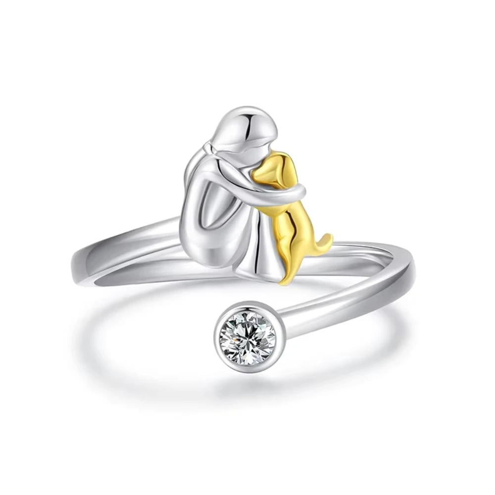Cute girl and dog pendant necklace featuring puppy rings, stylish birthday jewelry for women and pet lovers by Prime Deal Zone.