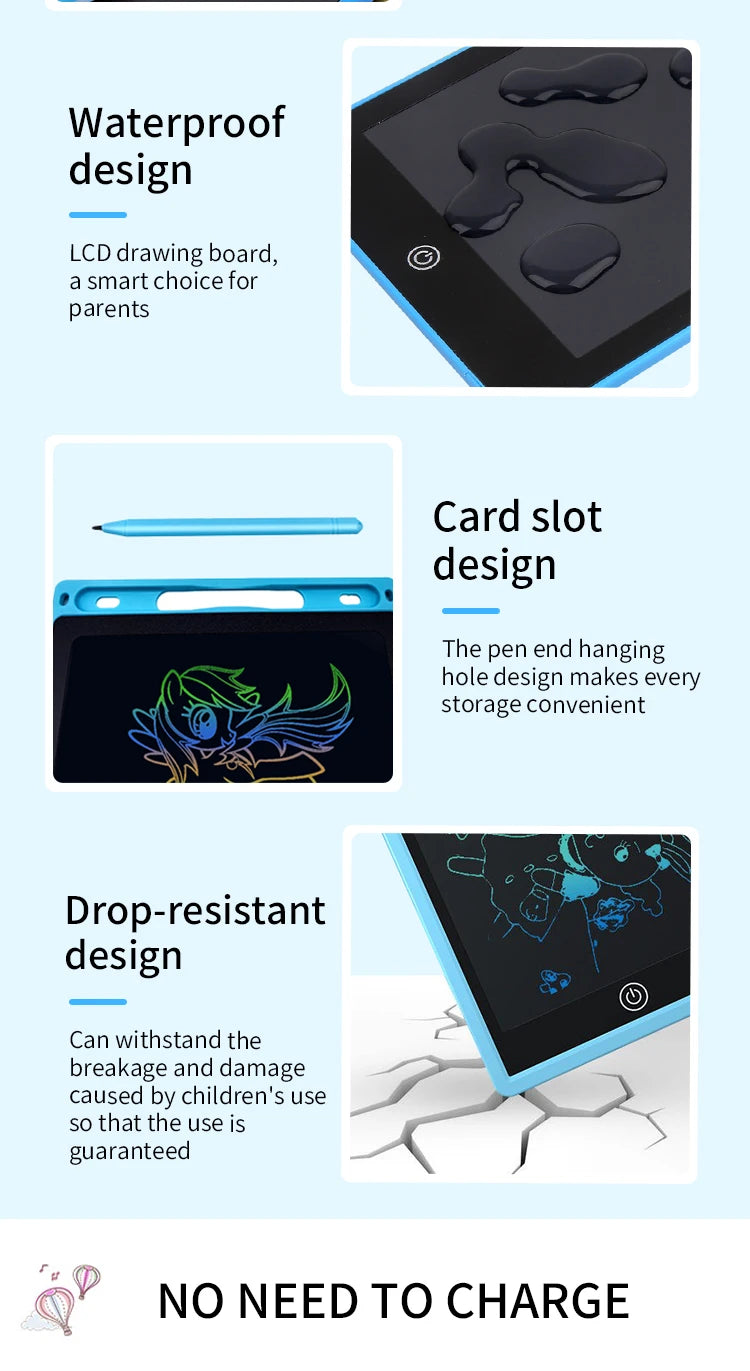 Prime Deal Zone LCD writing tablet for kids, available in 6.5, 8.5, 10, and 12 inches, with eye protection and erase feature.