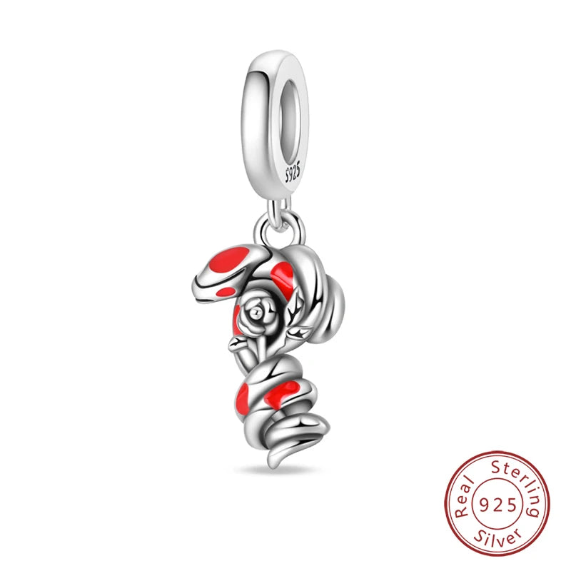 925 Sterling Silver Red Wine & Chili Charm Beads