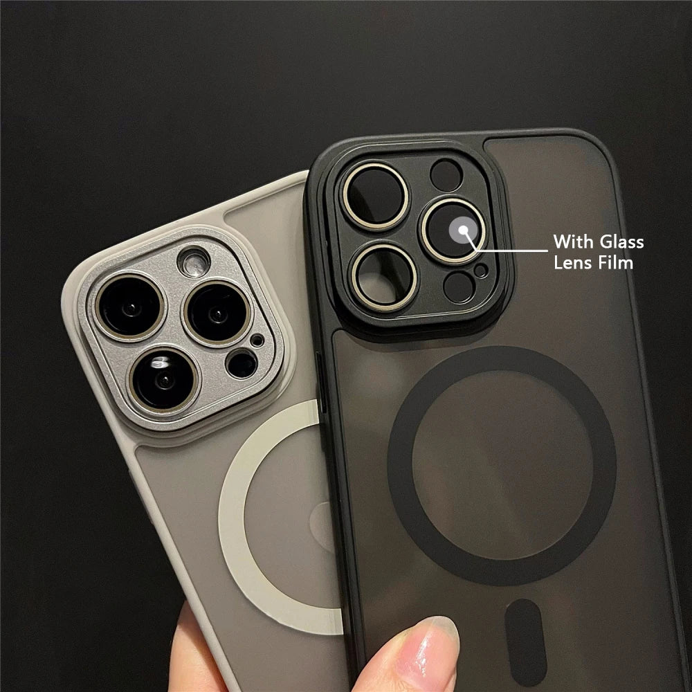 Luxury matte armor magnetic wireless charging case for iPhone 11-17, shockproof MagSafe cover by Prime Deal Zone.