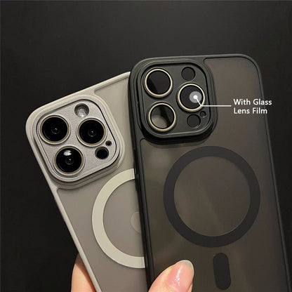 Luxury matte armor magnetic wireless charging case for iPhone 11-17, shockproof MagSafe cover by Prime Deal Zone.