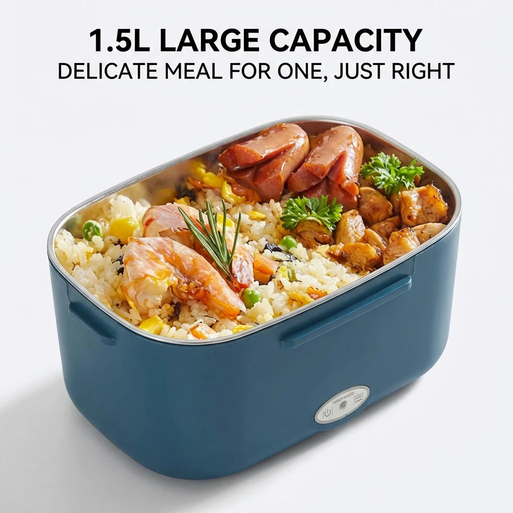 Prime Deal Zone 1.5L 60W electric portable lunch box with leak-proof design, food warmer for car and home use, ideal for truckers.