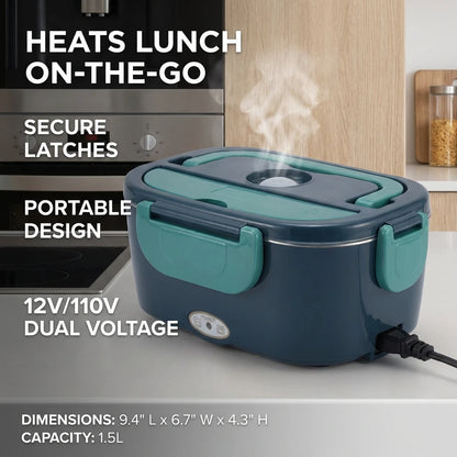 Prime Deal Zone 1.5L 60W electric portable lunch box food warmer with leak-proof design, suitable for car or home use.
