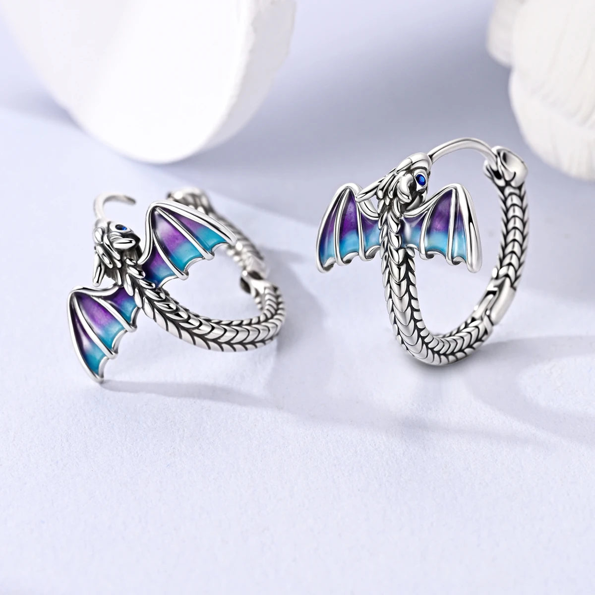 925 sterling silver butterfly hoop earrings, coloured zircon accents - view 20