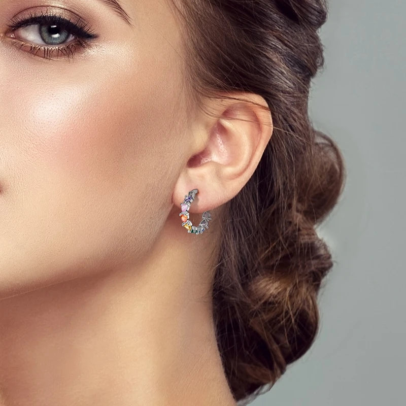 925 sterling silver zircon drop earrings, four-leaf clover and star - view 20