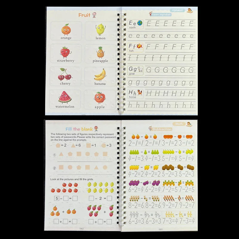 Prime Deal Zone Sank Magic Practice Copybook with pen for kids, reusable calligraphy writing book for preschool children.