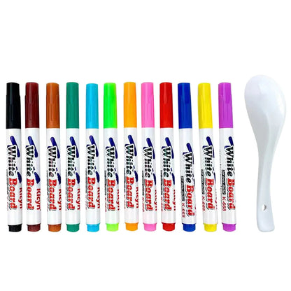 Floating water pen set with colorful ink and spoon, perfect for kids' chalk art and graffiti drawing, by Prime Deal Zone.