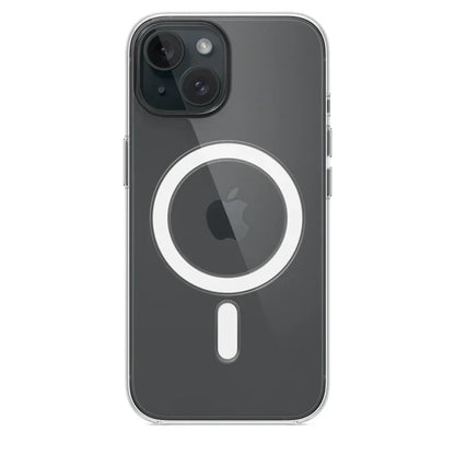 Clear silicone magnetic case for iPhone 11 to 17 Pro Max, featuring MagSafe compatibility and transparent design, by Prime Deal Zone.