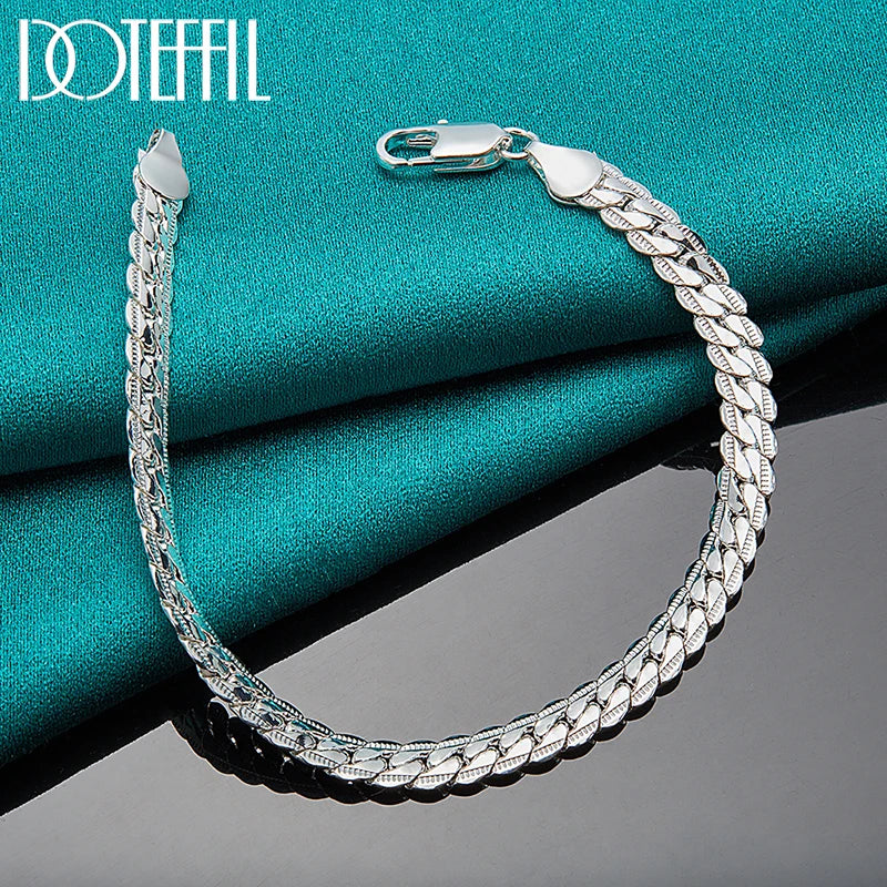 925 sterling silver flat chain bracelet, lobster clasp - view 6