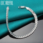 925 sterling silver flat chain bracelet, lobster clasp - view 6