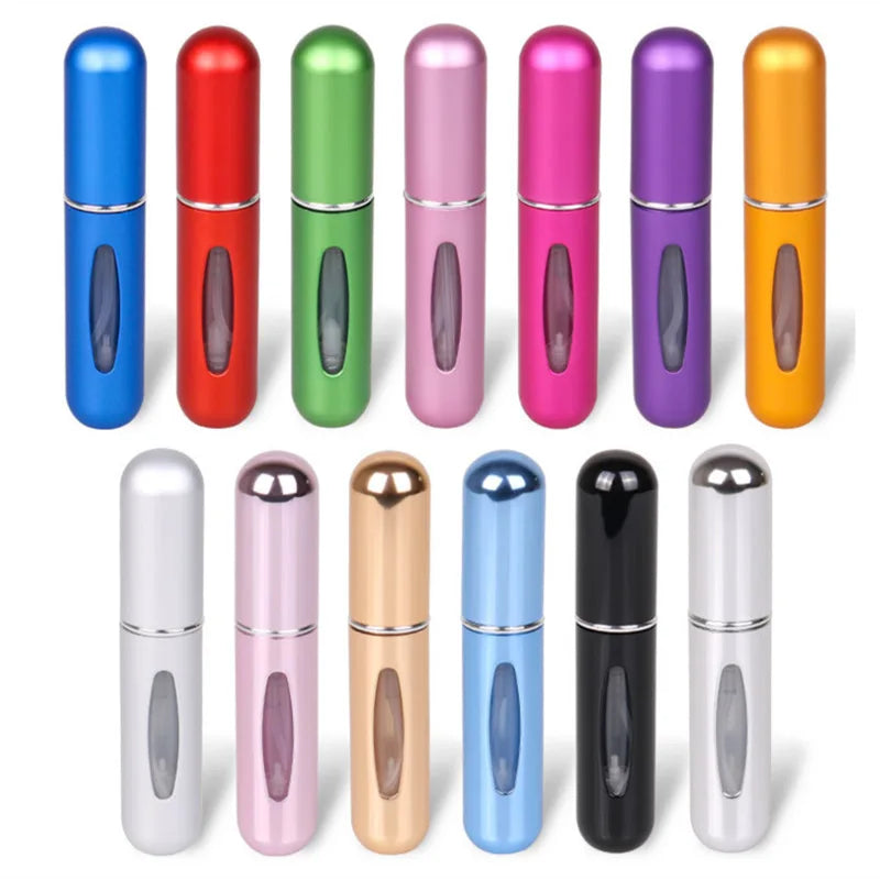 Prime Deal Zone 5ml portable perfume refill bottle with spray pump, compact empty cosmetic container for travel scent application.
