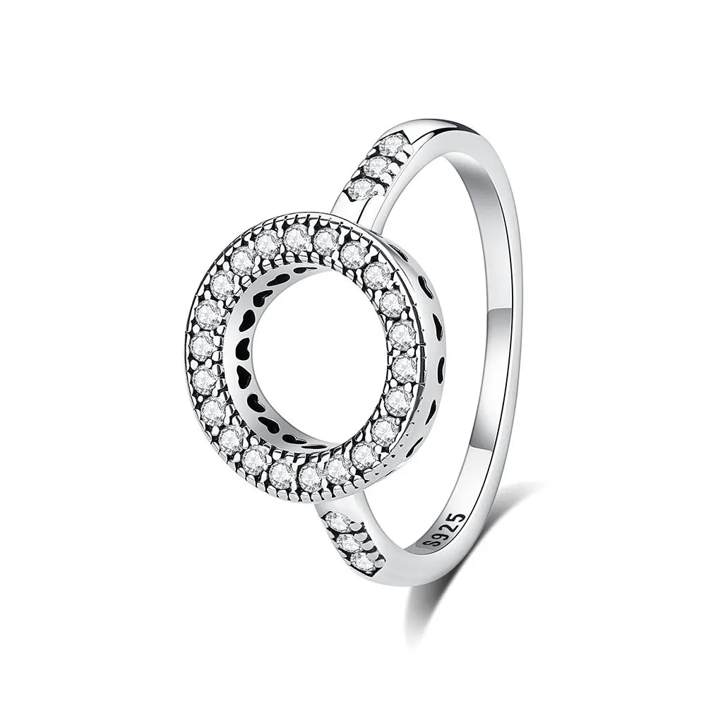 925 Sterling Silver Crown Heart Ring with Zircon