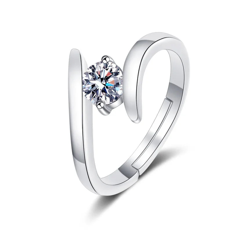925 sterling silver zircon cocktail ring, geometric tension setting - view 5