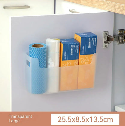 Prime Deal Zone non perforated cling film rack inside cabinet, wall-mounted kitchen spice and dish drying organizer for home storage