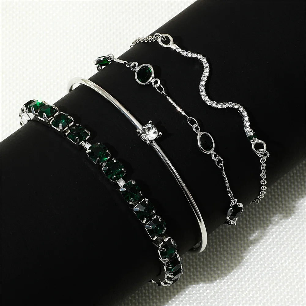 snake and gemstone rhinestone bangle set - view 10