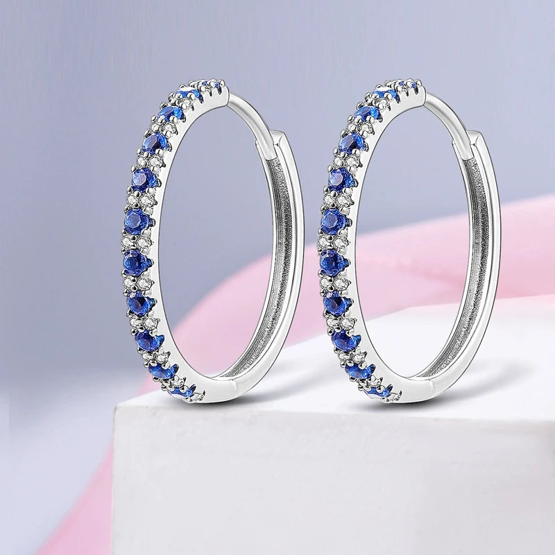 925 Sterling Silver Butterfly & Hoop Earrings — Coloured Zircon Accents