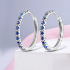 925 Sterling Silver Butterfly & Hoop Earrings — Coloured Zircon Accents