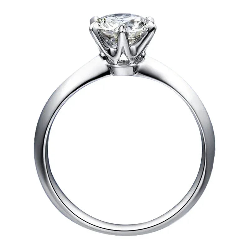 Sterling silver moissanite solitaire ring, prong setting - view 3