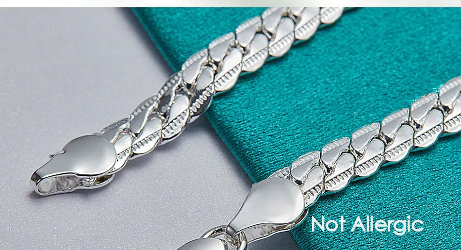 925 sterling silver flat chain bracelet, lobster clasp - view 14