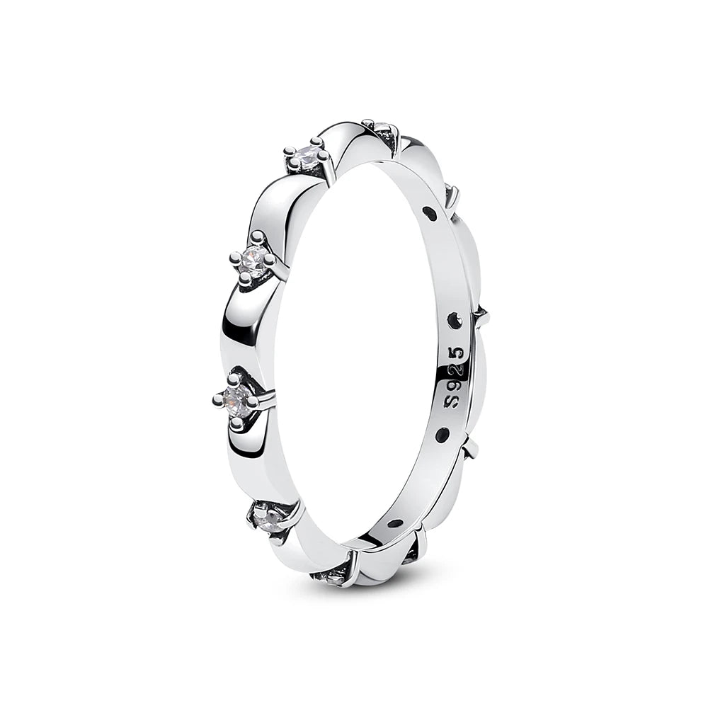 925 Sterling Silver Crown Heart Ring with Zircon