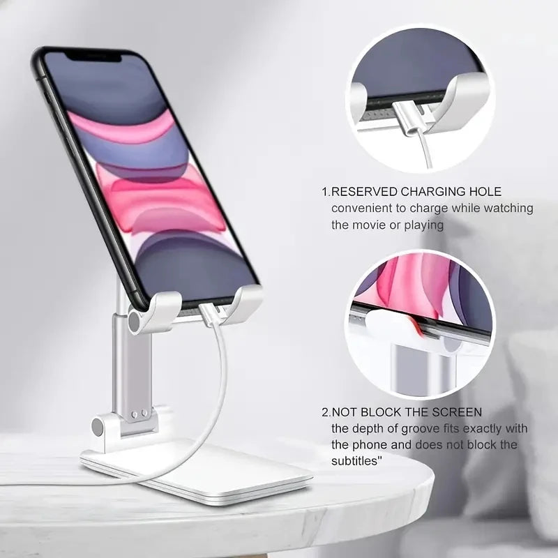 Adjustable Prime Deal Zone desk mobile phone holder stand for iPhone, iPad, Xiaomi tablets, and universal desktop cell phones.