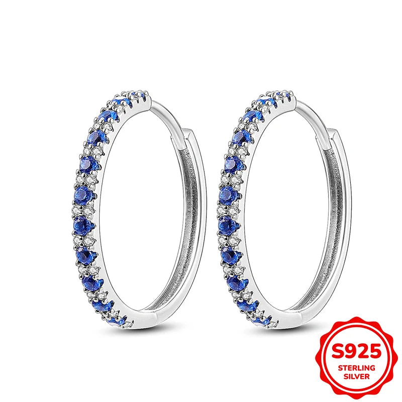 925 Sterling Silver Butterfly & Hoop Earrings — Coloured Zircon Accents
