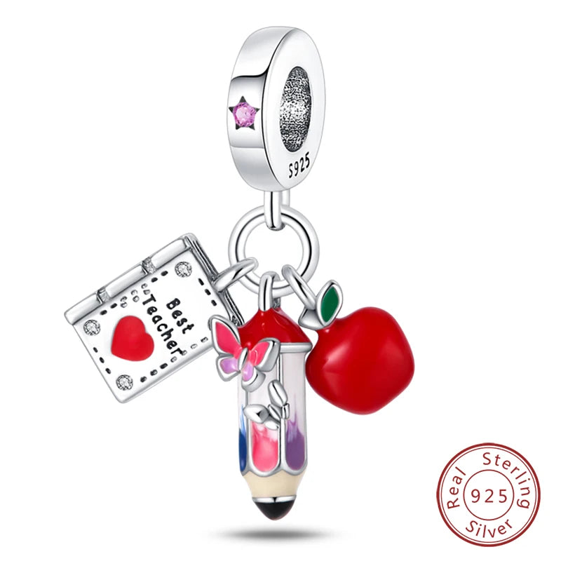 925 Sterling Silver Red Wine & Chili Charm Beads
